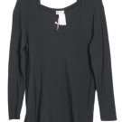 Poof Black Women's Hooded Sweater Shirt V Neck Stretch Pullover 1X 005