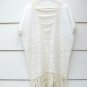 Yoana Baraschi Cream Tunic Swimming Cover Up Fringe Floral Embroidered Sz S  006
