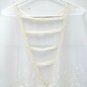 Yoana Baraschi Cream Tunic Swimming Cover Up Fringe Floral Embroidered Sz S  006