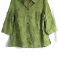 JH Collectibles Green Women's Long Sleeve Top Blouse Front Button 2 035
