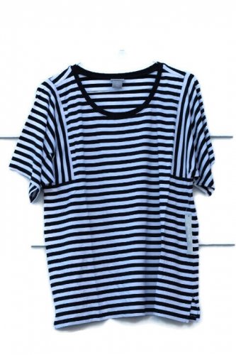 Chico's Black White Striped Women's Kimono Sleeve Knit Top Size 1   022