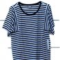 Chico's Black White Striped Women's Kimono Sleeve Knit Top Size 1   022
