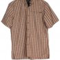 Eddie Bauer Striped Brown Men's Dress Shirt Short Sleeve Front Pocket M  007