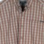 Eddie Bauer Striped Brown Men's Dress Shirt Short Sleeve Front Pocket M  007