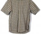 Wrangler Brown Plaid Men's Short Sleeve Dress Shirt Button Down Medium 004