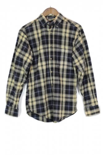 Faded Glory Plaid Black Brown Men's Dress Shirt Long Sleeve Button Down Small 03