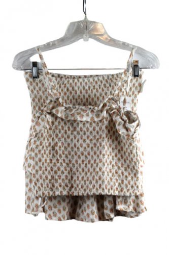 Pink Rose Paisley Cream Medallion Women's Juniors 2 Piece Skirt Set Small 028