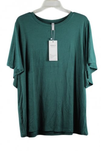 Koaiz Green Women's Tunic Top Blouse Short Sleeve Pullover Size 2XL 028