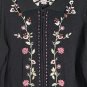 Bechamel Black Women's Front Zip Collared Sweater Floral Embroidered XL 045
