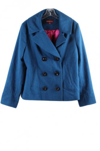Merona Teal Turquoise Women's Jacket Double Breasted Pea Coat XL