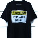 Hanes Beefy Jack Daniels Black Men's Caution Stay Back 6 Feet T Shirt Large  006