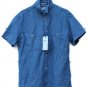 Selected Blue Denim Men's Short Sleeve Shirt Front Pockets Button Size Large 006