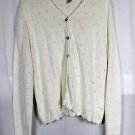 John Roberts White Women's Cardigan Sweater Eyelet Pattern 16W 007