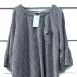 Lady Bye Women's Shirt Top Blouse Striped White Gray Bell Sleeves Size 1X  003