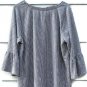 Lady Bye Women's Shirt Top Blouse Striped White Gray Bell Sleeves Size 1X 003