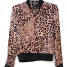 Spenser Jeremy Leopard Print 100% Silk Women's Sweater Long Sleeve Small    015