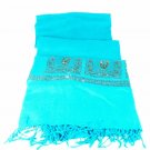 LDS Women's Aqua Blue Turquoise Shawl Wrap Scarf Tassel Embroidery 80 x 25 047 LDS Women's Aqua Blue Turquoise Shawl Wrap Scarf Tassel Embroidery 80 x 25 047