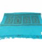 LDS Women's Aqua Blue Turquoise Shawl Wrap Scarf Tassel Embroidery 80 x 25  047