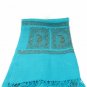 LDS Women's Aqua Blue Turquoise Shawl Wrap Scarf Tassel Embroidery 80 x 25  047