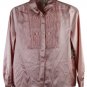 Ryegrass Pink Women's Long Sleeve Dress Top Blouse Front Buttons Small 029