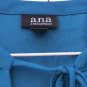 ANA Tahoe Teal Women's Top Blouse Long Sleeve Tie Up Neckline Size L  020