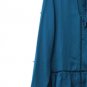 ANA Tahoe Teal Women's Top Blouse Long Sleeve Tie Up Neckline Size L  020