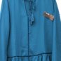 ANA Tahoe Teal Women's Top Blouse Long Sleeve Tie Up Neckline Size L  020