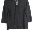 Casual Corner Black Women's Top Blouse 3/4 Sleeve Split Neck 1X 025