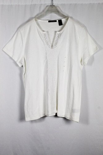 Liz Claiborne White Women's Top Blouse  Short Sleeve Pullover 2X 025