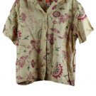 Hearts of Palm Tan Brown Women's Collared Top Blouse Button Up 20W 061