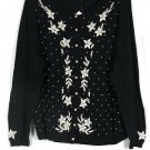 Casual Corner Annex Black Women's Long Sleeve Sweater Beaded 1X 039