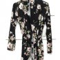 Angel Black Floral Women's Open Front Cardigan Sweater Shirt Belted Size S  005