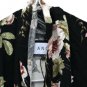Angel Black Floral Women's Open Front Cardigan Sweater Shirt Belted Size S  005