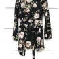 Angel Black Floral Women's Open Front Cardigan Sweater Shirt Belted Size S  005