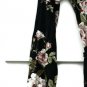 Angel Black Floral Women's Open Front Cardigan Sweater Shirt Belted Size S  005