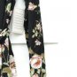 Angel Black Floral Women's Open Front Cardigan Sweater Shirt Belted Size S 005