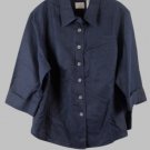 Emma James Black Women's 3/4 Sleeve Top Blouse Button Up 18W 061