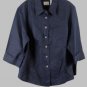 Emma James Black Women's 3/4 Sleeve Top Blouse Button Up 18W 061