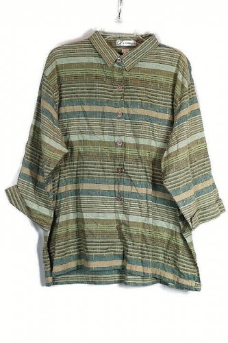 Dressbarn Multicolor Women's Dress Top Blouse 3/4 Sleeve Front Buttons 2X 034W