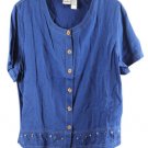 Koret City Blues Women's Short Sleeve Top Blouse Button Up 18W 056