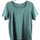 Dressbarn Blue Women's Stretch Blouse Short Sleeve Pullover 18/20 011