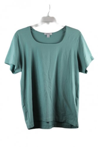 Dressbarn Blue Women's Stretch Blouse Short Sleeve Pullover 18/20 011