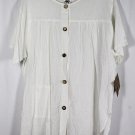 Produce Company White Women's Tunic Top Blouse Button Up One Size 026