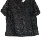 Maggie Sweet Black Women's Short Sleeve Blouse Floral Pattern Lined 2X 048