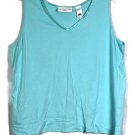 Liz Claiborne First Issue Blue Women's Sleeveless Blouse V Neck Sequins 2X 017