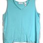 Liz Claiborne First Issue Blue Women's Sleeveless Blouse V Neck Sequins 2X 017