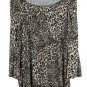 aDRESSing Womenâs Animal Print Tunic Top Waterfall Neckline Long Sleeves Plus 2X