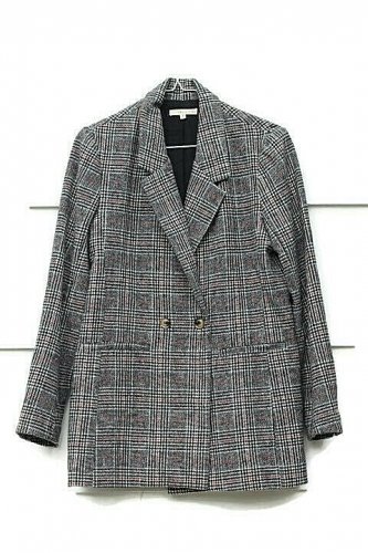 Lelis Grey Multicolor Plaid Women's Lightweight  Career Blazer Jacket Size S 018