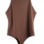 Reoria Brown Women's Sleeveless Racer back Tank Top Bodysuit Large 028