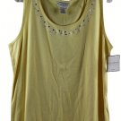 Sag Harbor Yellow Women's Sleeveless Top Blouse Embroidered Sequins Pullover 1X
